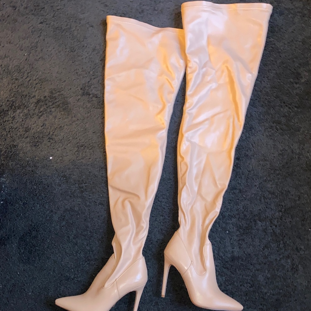 Chic Beige Over-the-Knee Boots